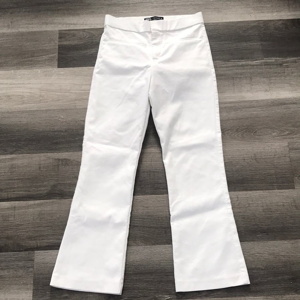 Zara White Stretch Bootcut Pants